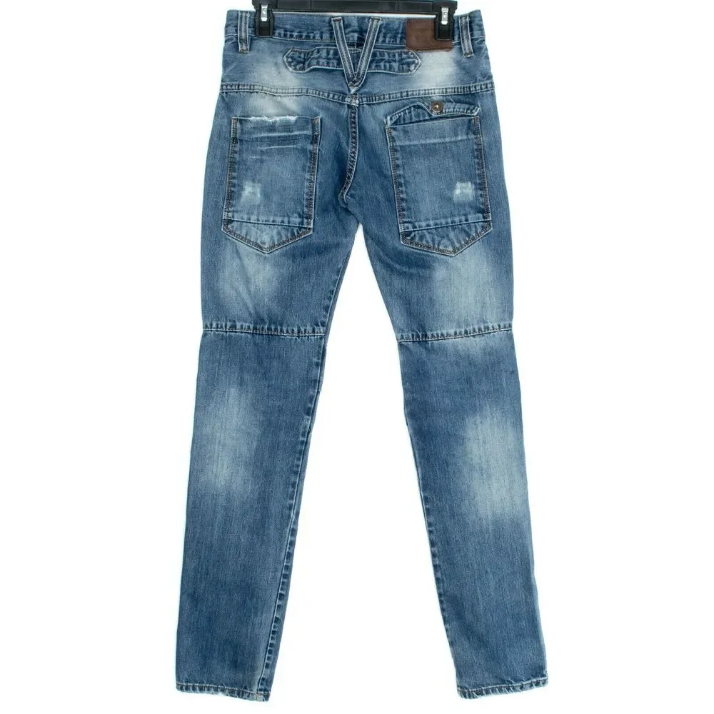 Y2K Distressed Grunge Skater Jeans Blue 29‎ Utility Streetwear Workwear Gorpcore